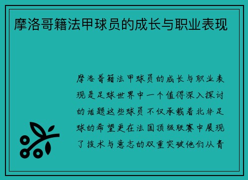 摩洛哥籍法甲球员的成长与职业表现